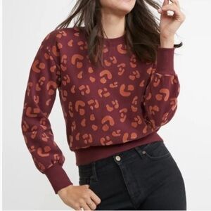 NWT Marine Layer Coraline Sweatshirt Tawny Port Small, red and orange cheetah
